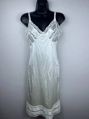 Lencería Vintage Marfil Vestido sin Mangas con Detalle de Encaje Correas Ajustables Talla 32 Foto 1 de 4