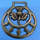 Brass Horse Saddle Harness Medallion/Ornament/Scottish Thistle/3" W X3.5" T/Vtg