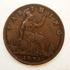 1891 Great Britain - 1 FARTHING - FREE SHIPPING! M5351 - Picture 1 of 2