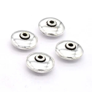20 PCS 14X8MM SAUCER SPACER BEAD OXIDIZED STERLING SILVER PLATED 85 - Picture 1 of 4
