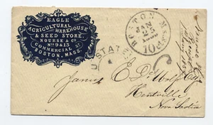 1859 Boston MA cameo ad cover to Nova Scotia stampless [45.491] - Picture 1 of 3