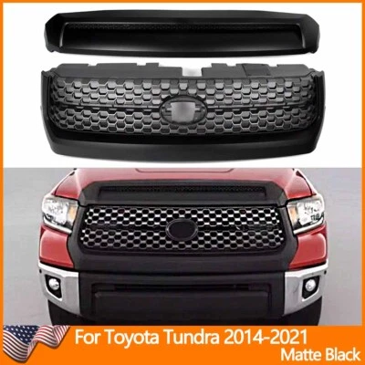 Front Bumper Grille & Hood Bulge Molding For 2014-2021 Toyota Tundra Matte Black Foto 1 de 4