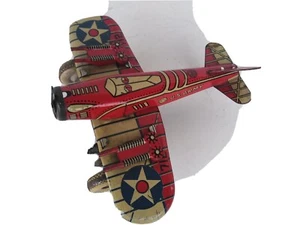 AVIÓN BRILLANTE VINTAGE MARX HOJALATA WINDUP ROJO EJÉRCITO DE EE. UU. - Imagen 1 de 12