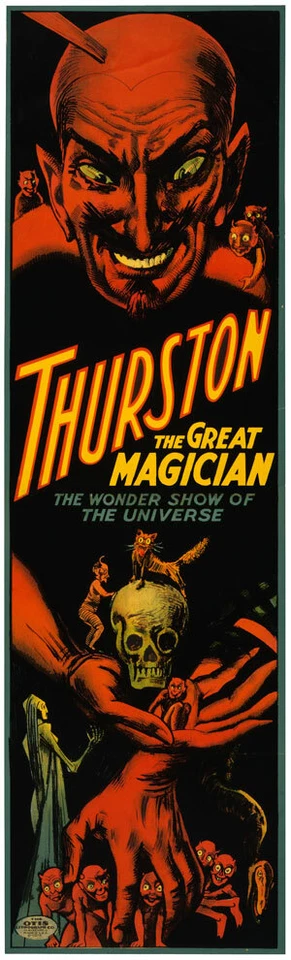 M71 Huge 17"x51" Vintage 1903 Magic Thurston Wonder Show Magician Poster - Image 1 of 1