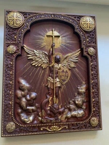 Saint Michael wall wood personalized decor christian art personalized gift - Picture 1 of 7