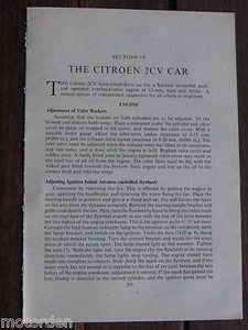 "THE CITROEN 2CV CAR"" período 6 páginas instrucciones + ilustrado década de 1950, ¡PUBLICACIÓN GRATUITA! - Imagen 1 de 2