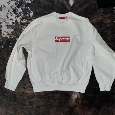 Supreme Box Logo Washed Crewneck BOGO Sweatshirt White Mens Size Small Rare VTG - Image 1 of 4
