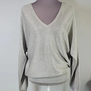 Ralph Lauren Black Label Silber Strick V-Ausschnitt Pullover Gr. Large - Bild 1 von 9