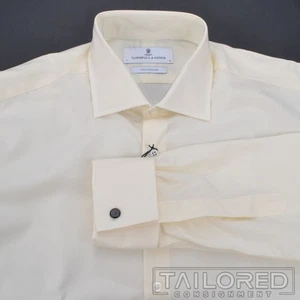 NWT - TURNBULL & ASSER Yellow Cotton Tailored Fit French Cuff Dress Shirt - 17 - Picture 1 of 7