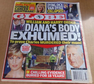Globe Tabloid $4.99, 10-26-15 2015 Princess Diana, Dolly Parton, Dick Van Dyke - Picture 1 of 3