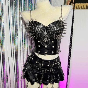 Y2K TOPS DIY Goth Grunge Hand Made Emo E-Girls Gothic Punk Rock Studded - Picture 1 of 14
