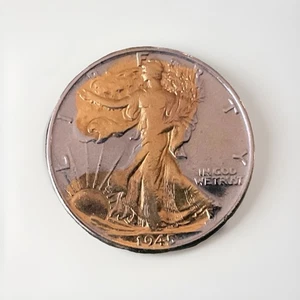 1945 Silver Walking Liberty , Gold Enhanced - T5 - Picture 1 of 2
