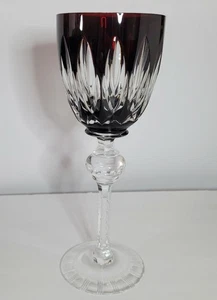 Josaic Crystal Hock WIne Glass 9008-767 dark red cut to clear 8 1/4 inch - Picture 1 of 4