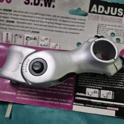 Zoom TDS-80 haste de bicicleta de estrada liga ajustável 25,4 x 120mm 1 1/8" -10º 40º prata - Imagem 1 de 4