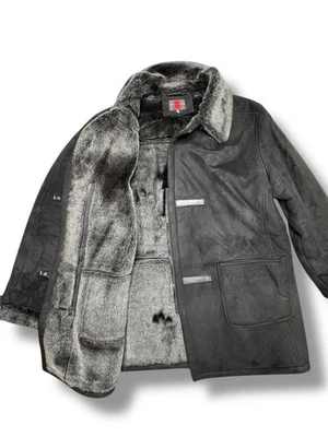 Gallery Mujer Abrigo Negro Imitación Piel de Oveja Talla 12 Imitación Gamuza Chaqueta de Invierno Foto 1 de 4