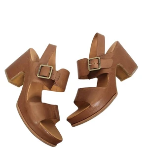 KORK-EASE Shoes Womens 11M Brown Leather San Carlos Chunky Heel Platform Sandals - Picture 1 of 11