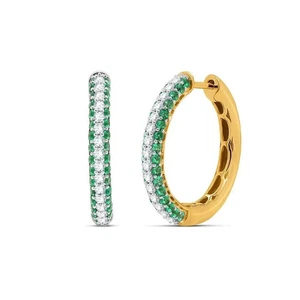 14k Yellow Gold Plated Round Lab Created Diamond Women's Huggie Hoop Earrings - Picture 1 of 6
