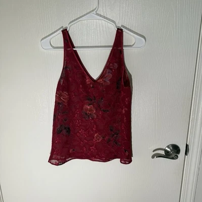 Camiseta sin mangas transparente satinada floral roja para mujer Y2K caprichosa romántica hada mediana Foto 1 de 4