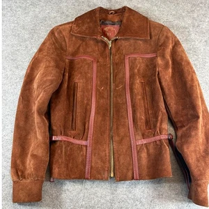 Vintage 70er Jahre Jacke Damen Größe 7/8 braun Wildleder Western Cowgirl Rodeo Reiten - Bild 1 von 6