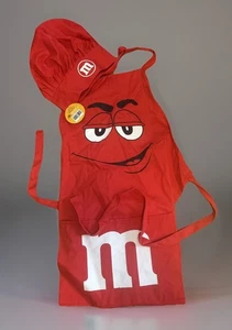 M&M’s World Erwachsene Kochmütze und Schürze Set Kochen BBQ Kulinarisch Rot Selten Neu mit Etikett - Bild 1 von 4