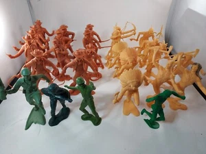 Large Vtg Lot Marx Cowboys Indians Soldiers 6" Jumbo Plastic Wild West - Picture 1 of 24