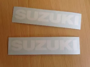 Suzuki Motorbike Motorcycle Fairings Tank Stickers Decals x2 @ 100 x 15mm White - Picture 1 of 1