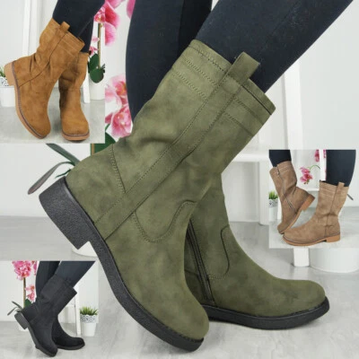 LOUD LOOK Halbhohe Stiefel Schuhe Damen Kunstfell gefüttert Reißverschluss bequem Winter Freizeit Damengrößen