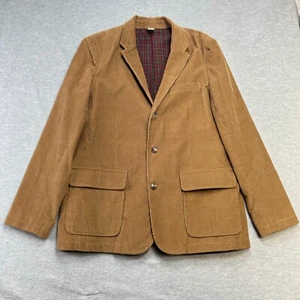 LL Bean Sport Coat Mens 46 Tall Brown Corduroy Field Blazer Jacket Plaid Lined - Picture 1 of 11