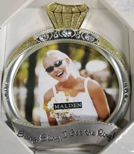 Malden Bling Bling I Got the Ring! Photo Frame Unused Box Silvertone Rhinestone - Picture 1 of 4