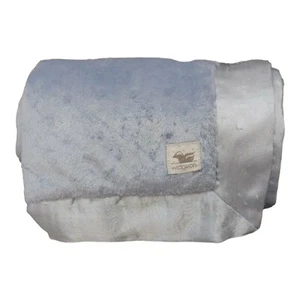Widgeon Blue Baby Blanket Bumpy Minky Dots Satin Silky Trim - Picture 1 of 14
