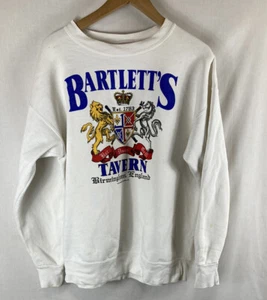 Bartletts Tavern Sweatshirt XL Extra Large Vintage Vtg Sweater 90s White Jumper - Picture 1 of 13