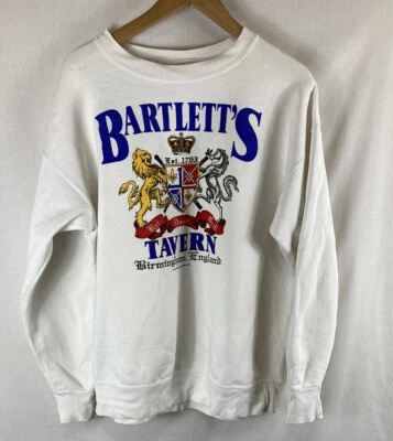 Bartletts Tavern Sweatshirt XL Extra Large Vintage Vtg Sweater 90s White Jumper - Image 1 of 4
