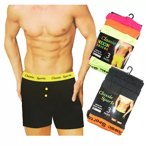 PANTALONCINI BOXER DA UOMO 3/6/12 DI MARCA PLAIN NEON CLASSICI CON BOTTONI IN COTONE - Foto 1 di 13