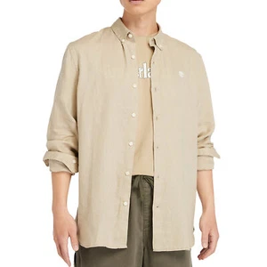 Timberland Camicia da Uomo in Lino Mill River Beige Taglia M Codice TB0A2DC3DH4 - Foto 1 di 3