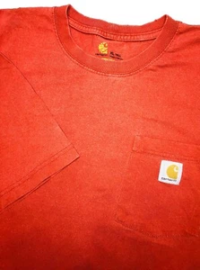 Carhartt T Shirt Men XL Tall Orange Original Fit Pocket Workwear Outdoor *spots - Picture 1 of 10