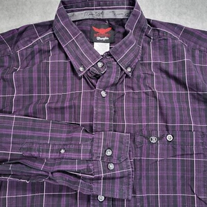Camisa con botones de manga larga Relentless by Wrangler para hombre XL púrpura a cuadros Cool Max - Imagen 1 de 9
