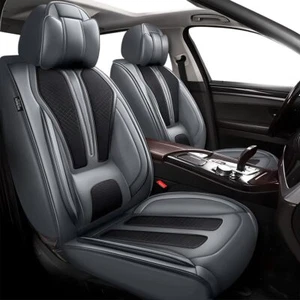 For Subaru Crosstrek 2016-2024 PU Leather Front&Rear 5-Seat Covers Gray+Black - Picture 1 of 7