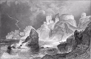 ESCOCIA - NAUFRAGIO en la base del CASTILLO DUNBAR (Lothian) - Grabado 19 - Imagen 1 de 2