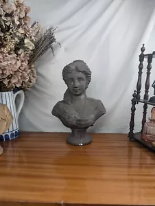 Buste de Femme Aristocrate en Terre cuite Gris Foncé, Shabby Chic Vintage - Foto 1 di 10