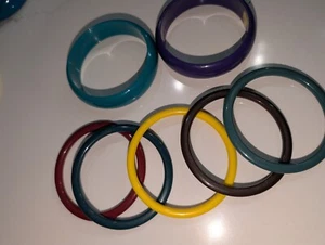 Lot Of 7 90s Colorful Bangle Braclets - Picture 1 of 3