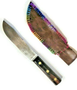 Handmade Full Tang Brass Pins Hunting Knife Fixed Blade w/Vinyl Sheath - Picture 1 of 10