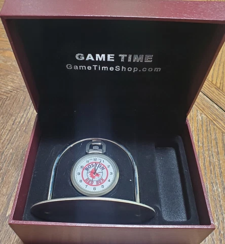 NICE NEW Boston Red Sox Pocket Watch Game Time Wooden Box Baseball MLB Cover