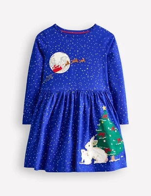 Mini Boden Applique Jersey Dress Festive Rabbit NWT New 6-7 - Image 1 of 4