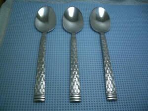 Joseph Abboud JAB6 Basketweave Set of 3 Soup Spoons 7 1/2" Stainless Flatware