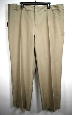 Pantalones informales Merona vintage caqui frente plano calce elástico pierna recta 24W para mujer Foto 1 de 4