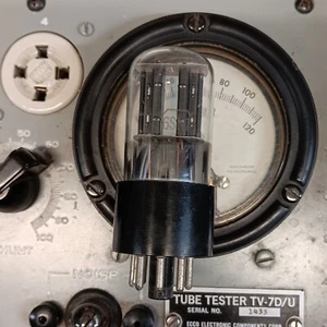 SYLVANIA 6SN7GT BLACK 2 HOLE T PLATE TUBE, TV-7 TESTED #A-15 - Picture 1 of 1