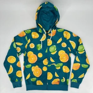 Southpole Hoodie Mens Medium Zip Up Sweatshirt AOP Lemon Lime Turquoise Y2K NWT - Picture 1 of 12