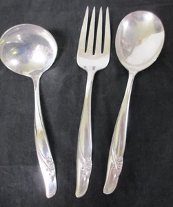 ROGERS & BRO. IS SET OF 3 RADIANT LADY Serving Set  Spoon Fork Ladle - Picture 1 of 5