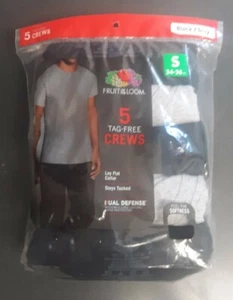 Fruit of the Loom Men's Crew Neck T-Shirt Multipack Black/Grey 5 Pack Small - Picture 1 of 2
