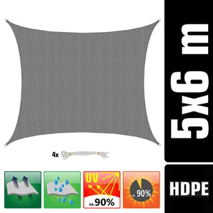 UV Sonnensegel Wasserdurchlässig 6x5 - Rechteckig - Sonnenschutz Garten Terrasse - Bild 1 von 12